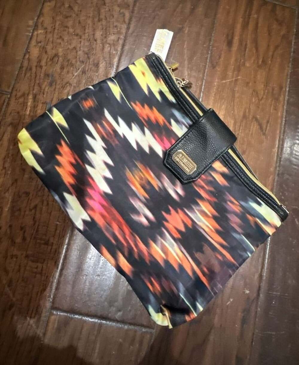 Aimee Kestenberg Cosmetic Bag Multi Color Ikat Print Clear Compartments